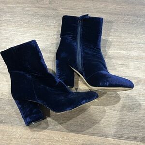 Blue suede ankle boots